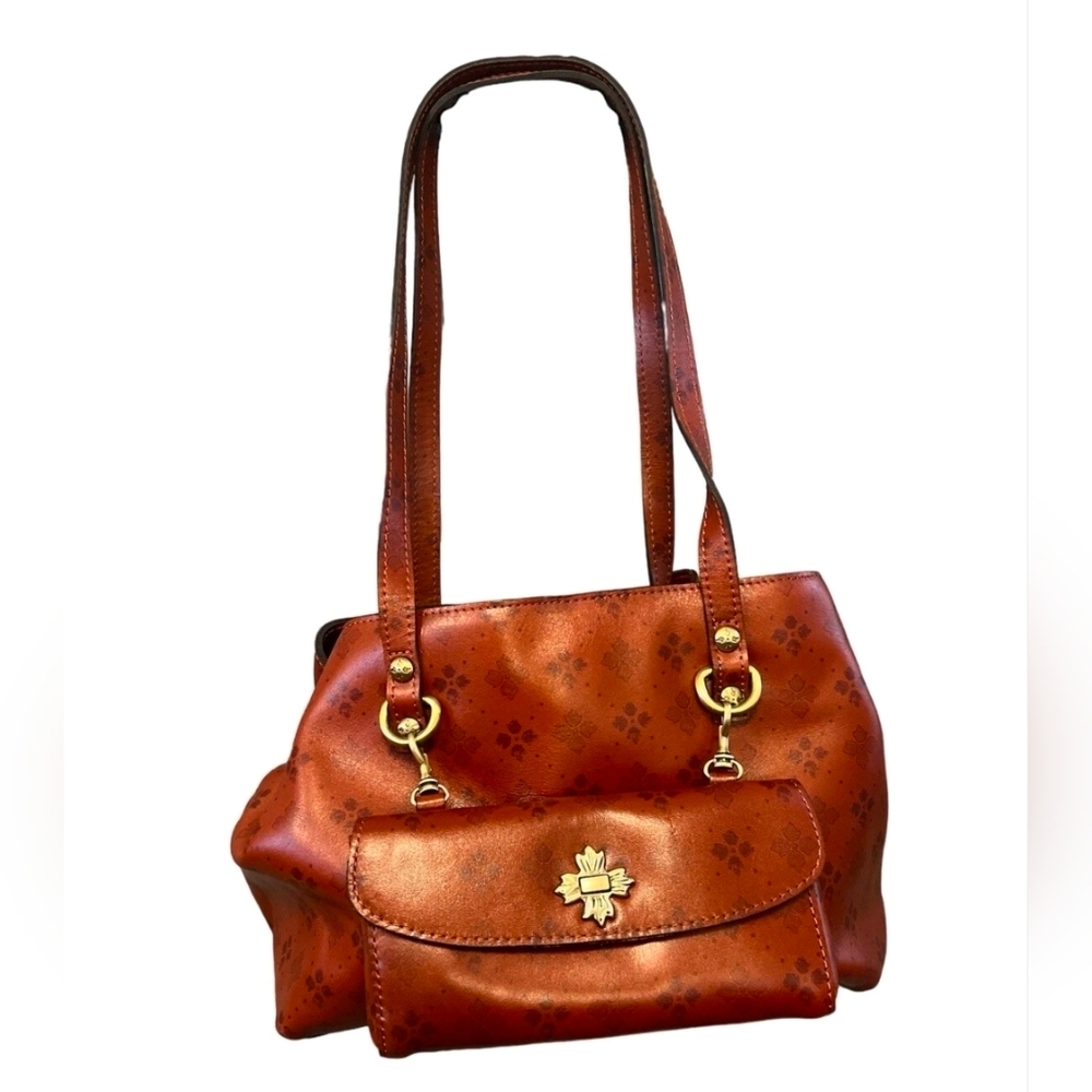 Patricia Nash Julien Leather Convertible Tote Bag Signature Tan brown W/ Wallet